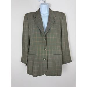 Emporio Armani Vintage Plaid Wool Blend Blazer Made in Italy Size 42